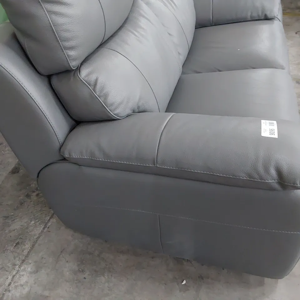 QUALITY ITALIAN DESIGNER TWO SEATER SOFA ANTHRACITE GREY LEATHER 