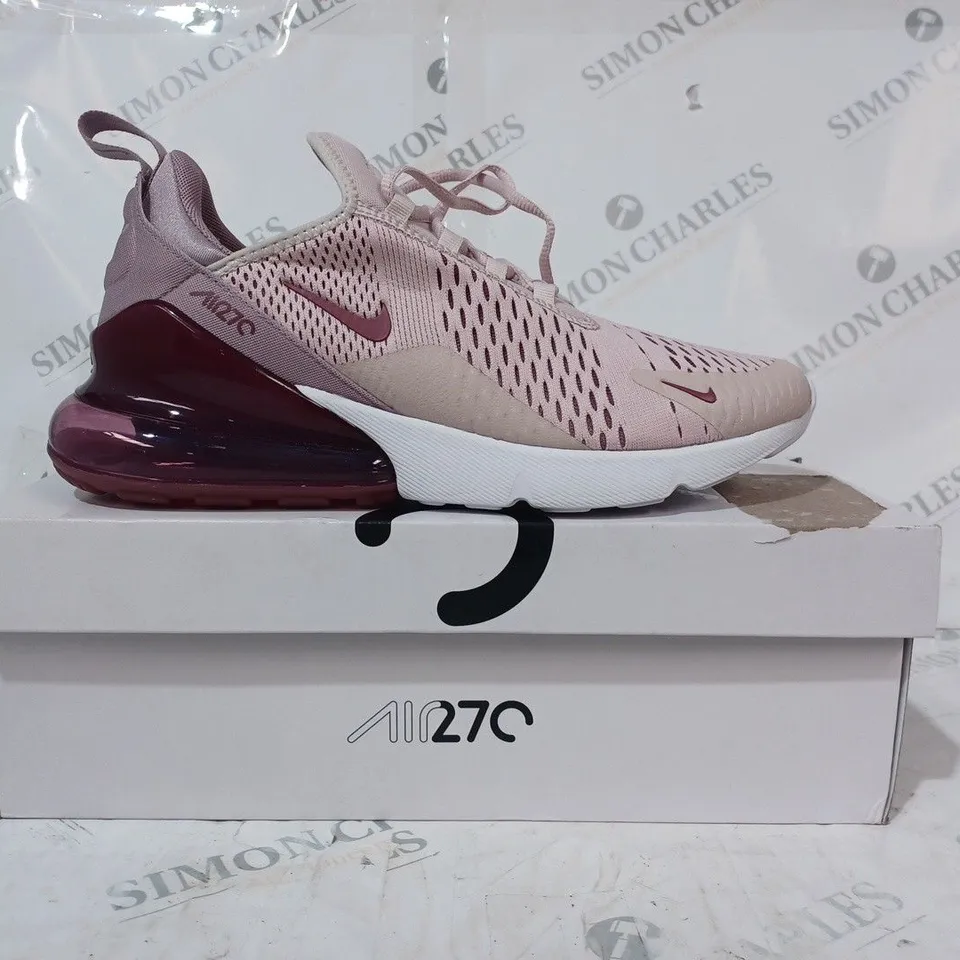 BOXED PAIR OF NIKE AIR MAX 270 TRAINERS IN ROSE/WINE UK SIZE 9.5