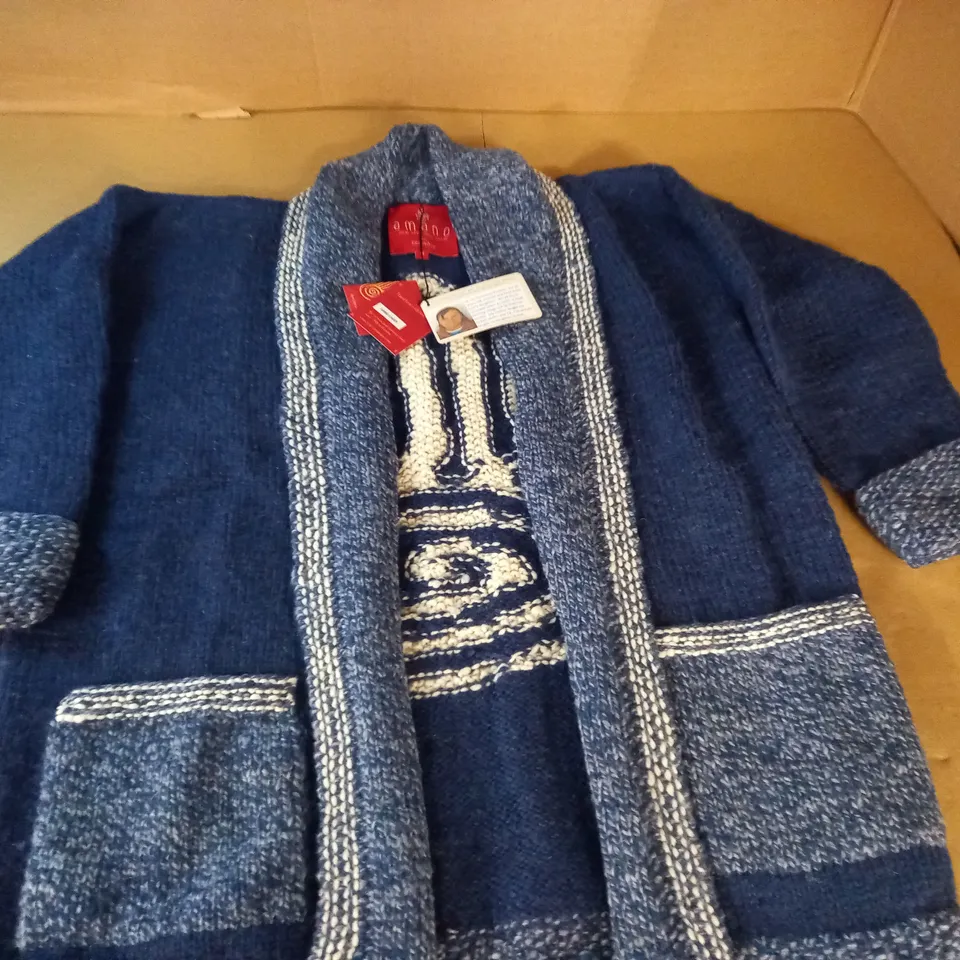 AMANO OPEN FRONT HAND KNITTED CARDIGAN - M