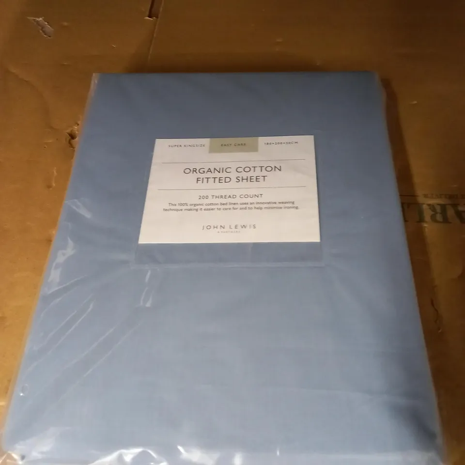 EASY CARE SUPER KING SIZE BLUE COTTON FITTED SHEET 