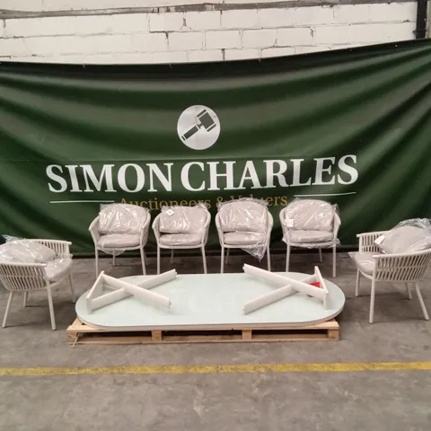 HU365 PROVENCE CREAM 6 SEATER OVAL OUTDOOR DINING SET