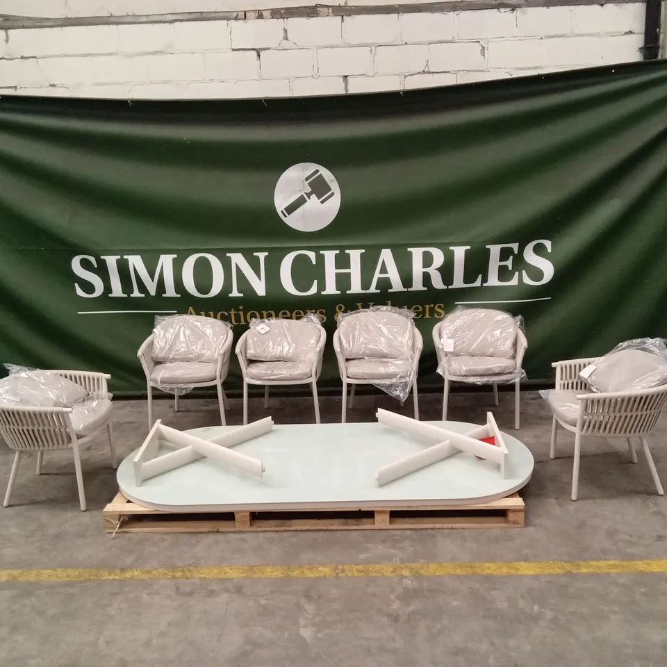 HU365 PROVENCE CREAM 6 SEATER OVAL OUTDOOR DINING SET RRP £2299