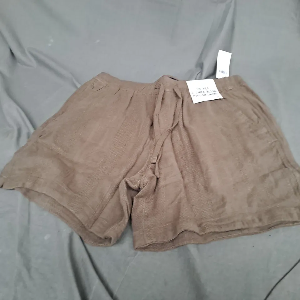 A&F 6" LINEN-BLEND PULL-ON SHORT BROWN MEDIUM 