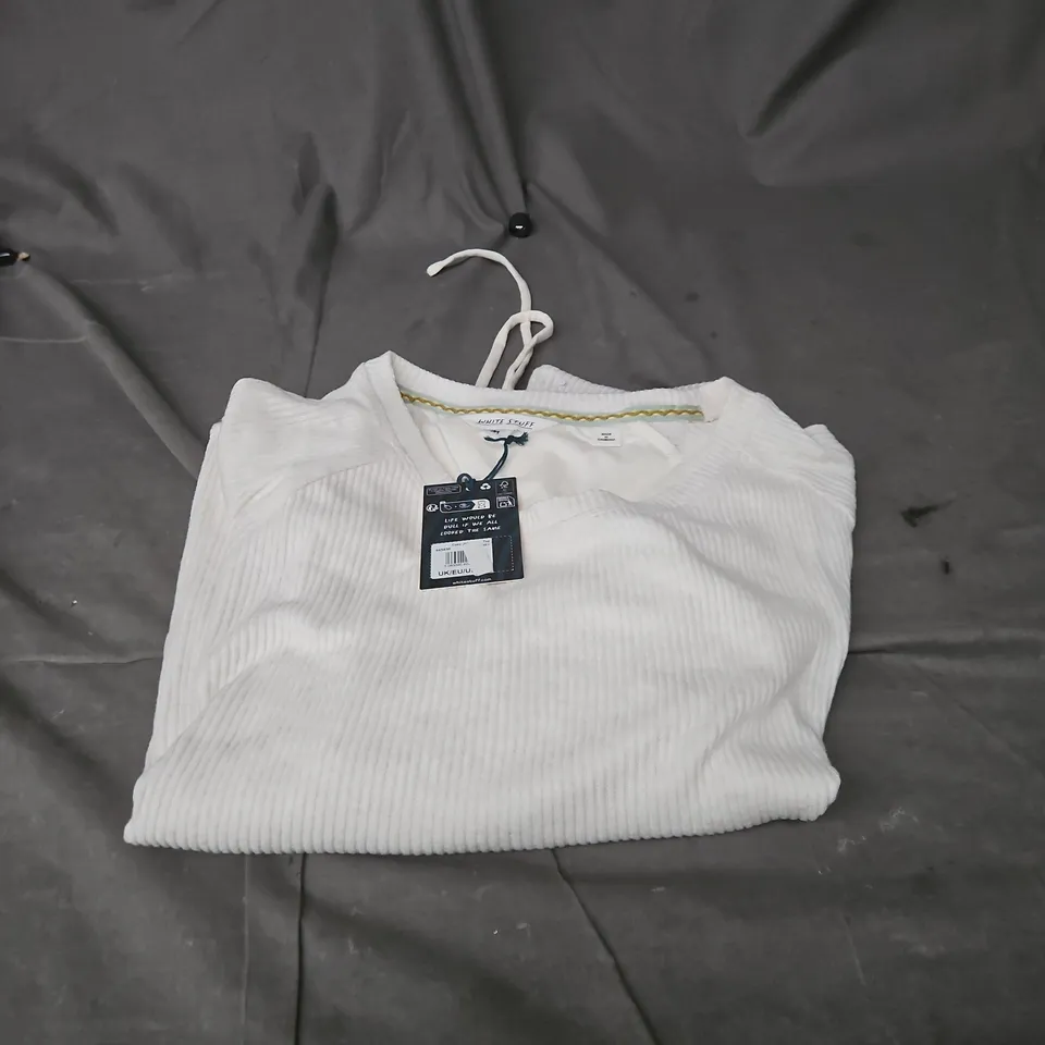 WHITE STUFF COSY JERSEY RIB PALE IVORY TOP MEDIUM