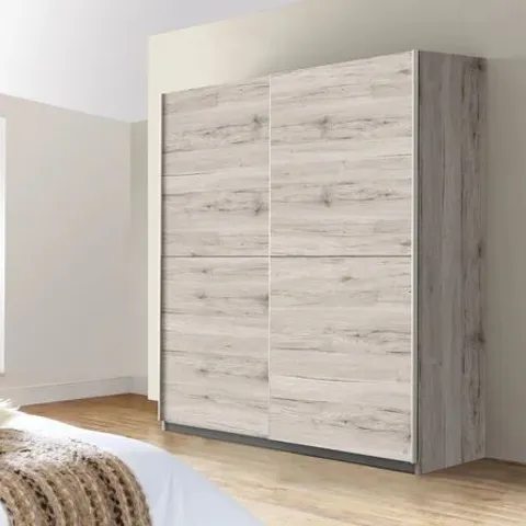BOXED ANGLERS PARK 2 DOOR MANUFACTURED WOODEN WARDROBE (2 BOXES)