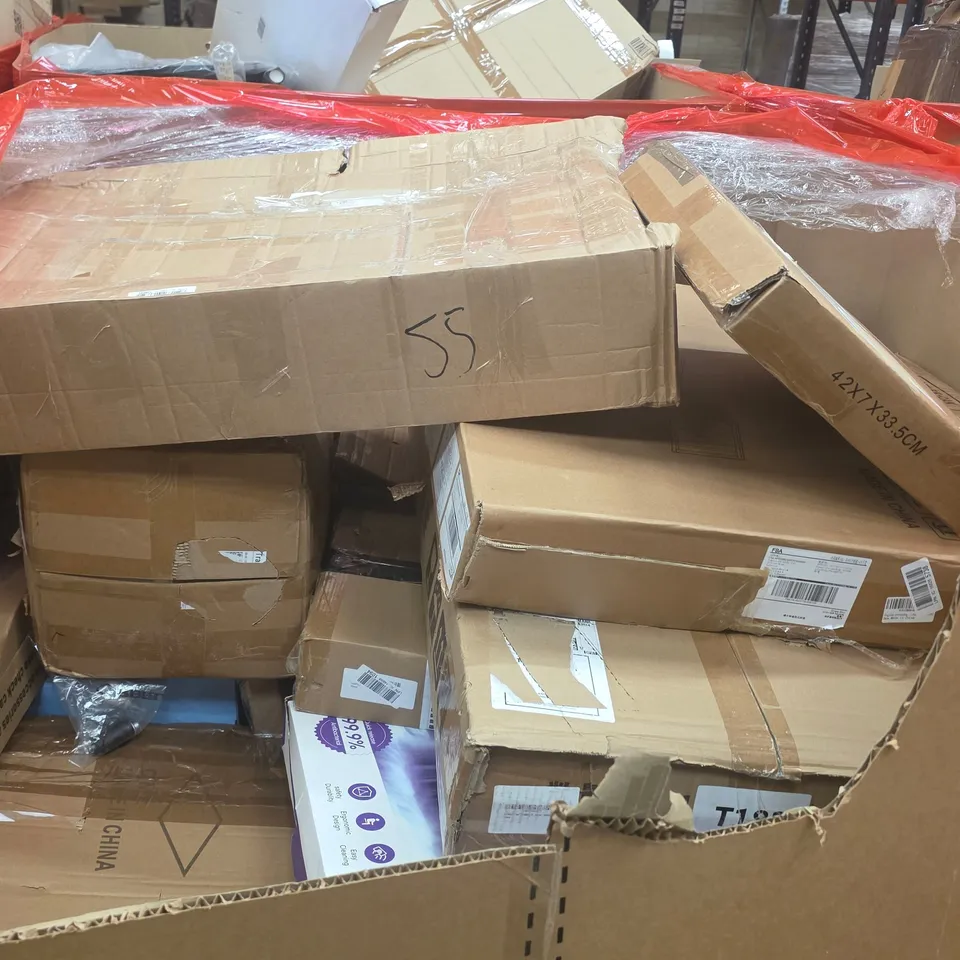 PALLET OF ASSORTED HOUSEHOLD GOODS AND PRODUCTS TO INCLUDE;KIDS VANITY TABLE,RETRACTABLE SAFETY GATE,PICTURE FRAME