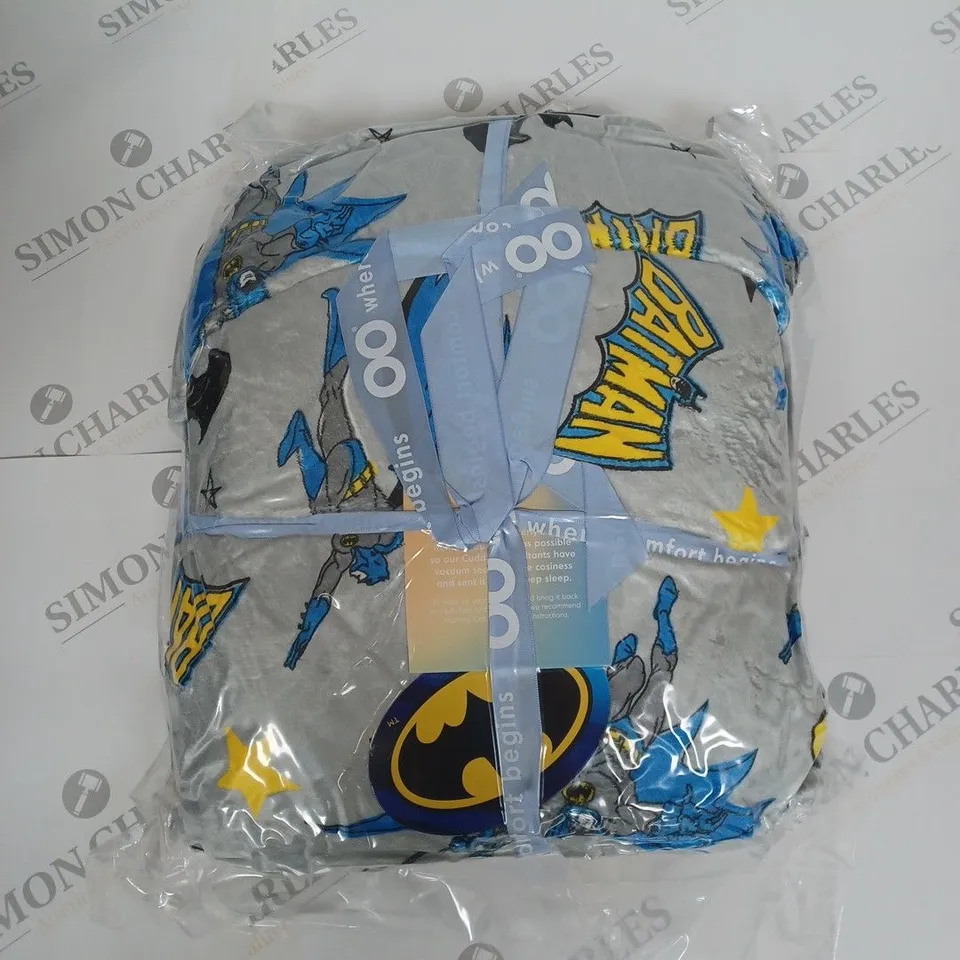 THE OODIE HOODED FLEECE LINED BATMAN BLANKET IN GREY