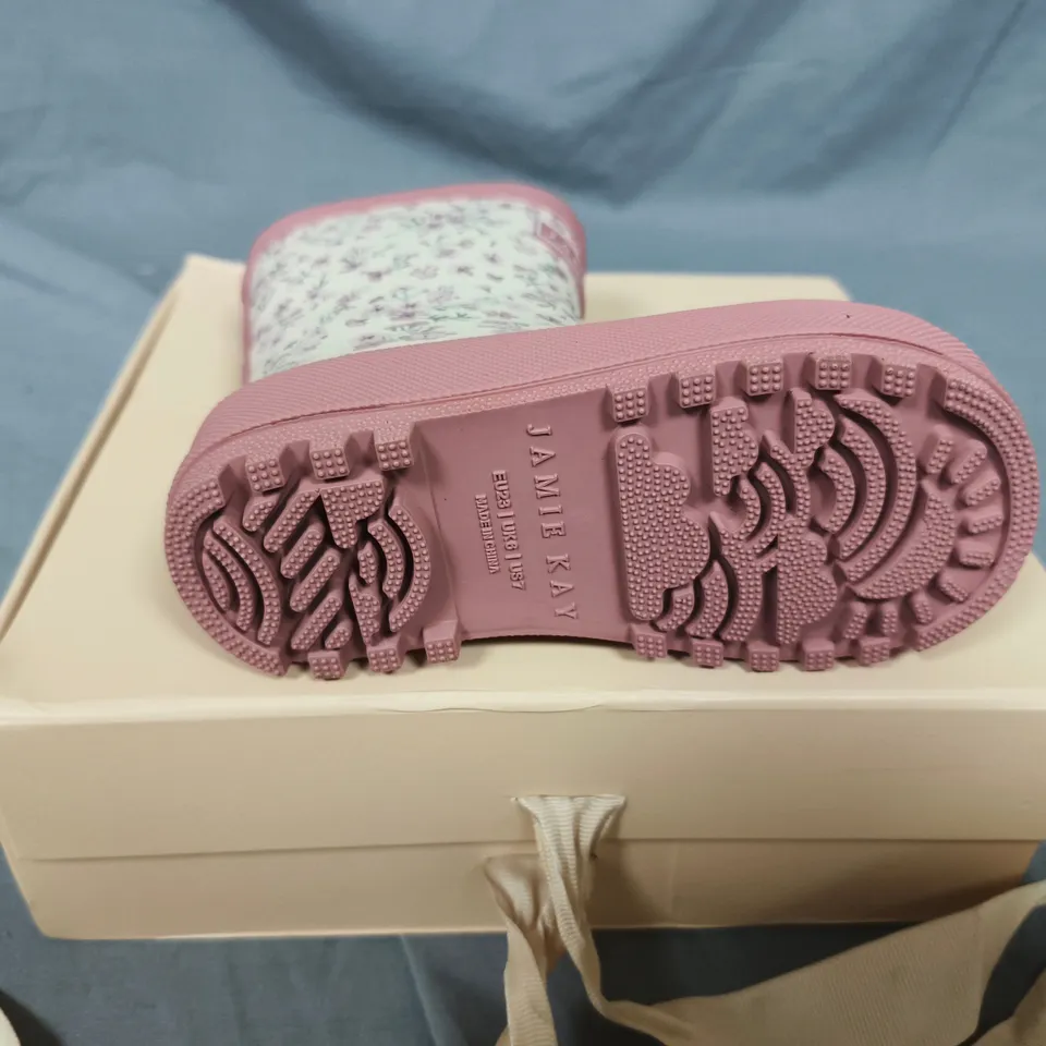 JAMIE KAY KIDS' FLORAL RAIN BOOTS – PINK & WHITE UK SIZE 6