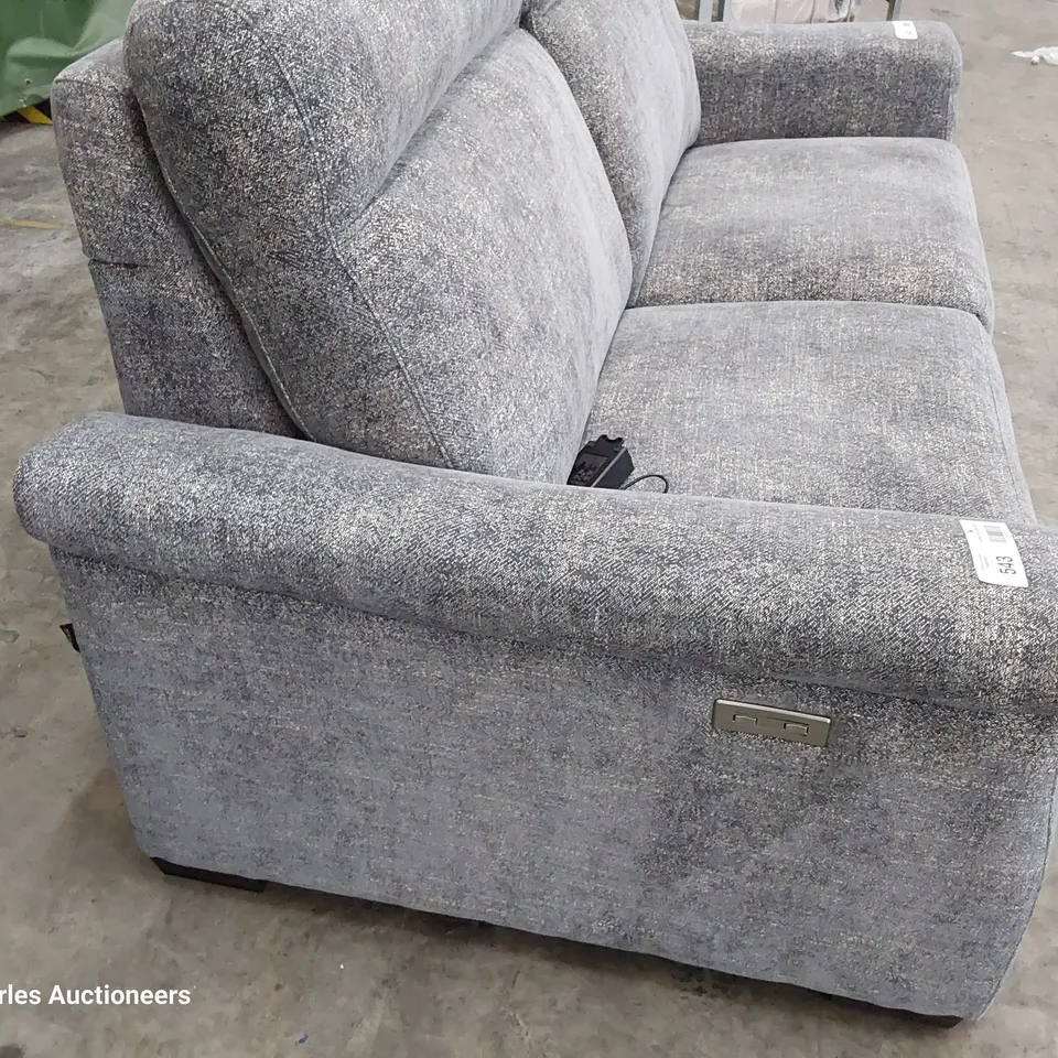 QUALITY ITALIAN DESIGNER ADRIANO POWER RECLINING THREE SEATER SOFA GREY FABRIC 