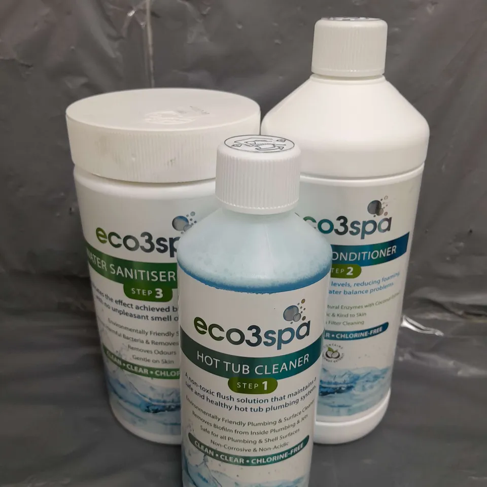 ECO3SPA HOT TUB CLEANER , WATER CONDITIONER AND WATER SANITISER TABLETS SET 