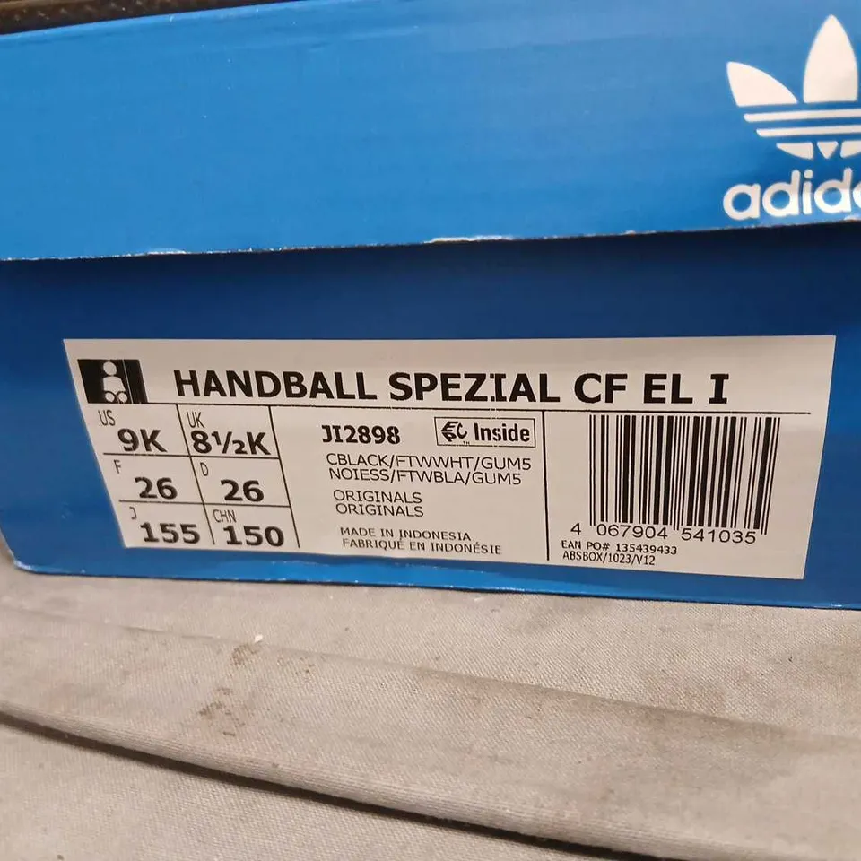 ADIDAS HANDBALL SPEZIAL CF EL I KIDS SNEAKERS – BLACK/WHITE, UK 8.5 (EU 26)