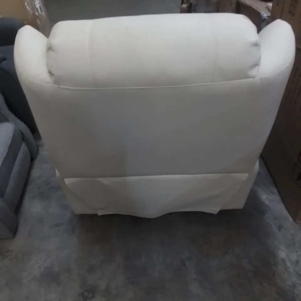 DESIGNER POWER RECLINING ROCKING SWIVEL EASY CHAIR IN CREAM FAUX LEATHER