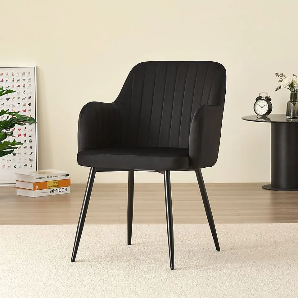 BOXED INDOOR LIVING CHARLOTTE SET OF 2 BLACK VELVET DINING CHAIR