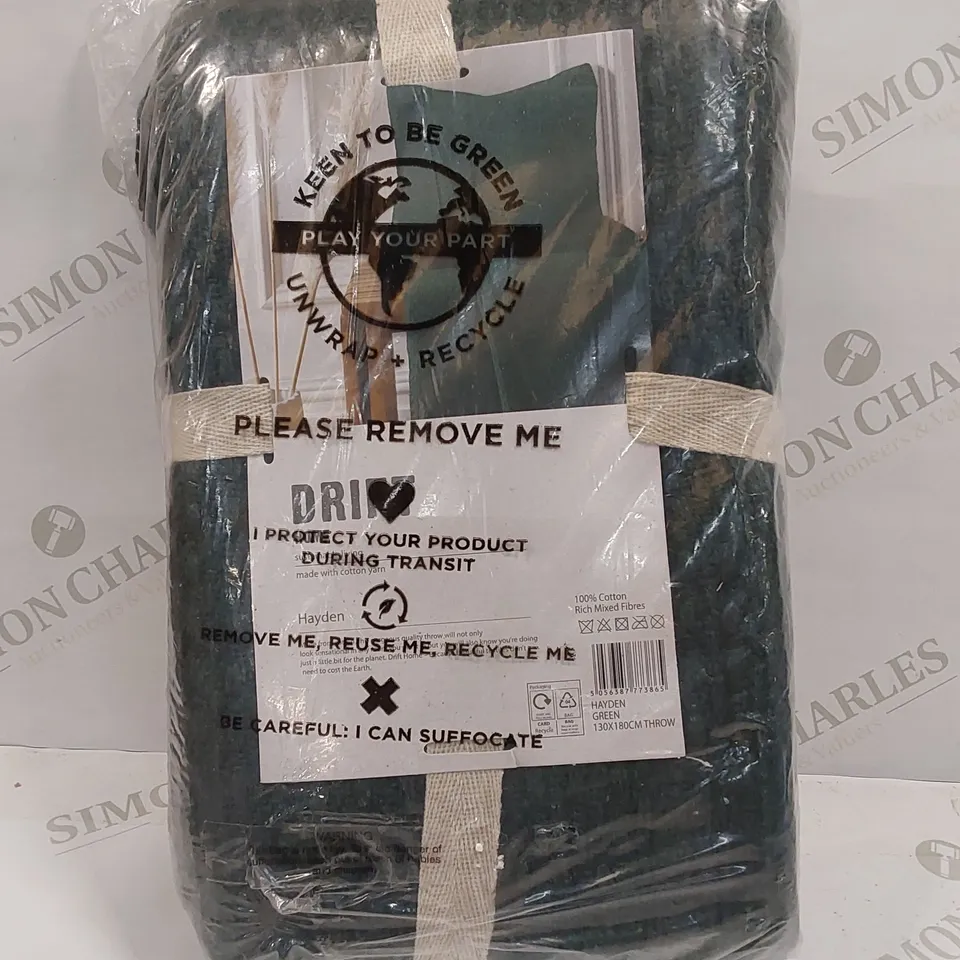 BAGGED PAHOKEE THROW BLANKET - GREEN // SIZE: 130 X 180CM