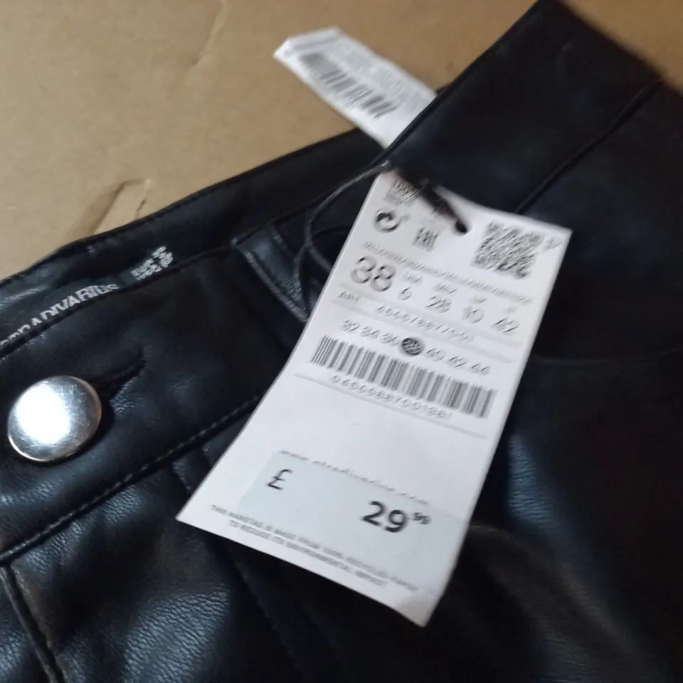 STRADIVARIUS BLACK PU TROUSERS - UK 10