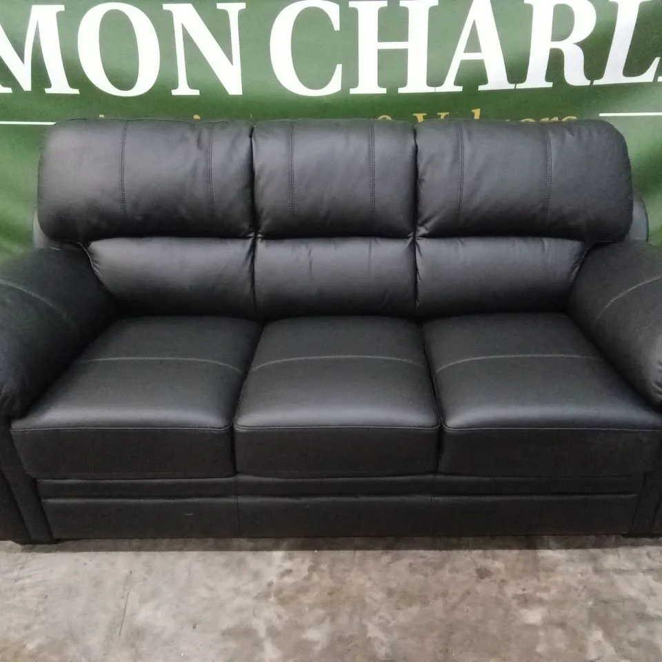 WILMSLOW LEATHER 3 SEATER SOFA - BLACK RRP £999