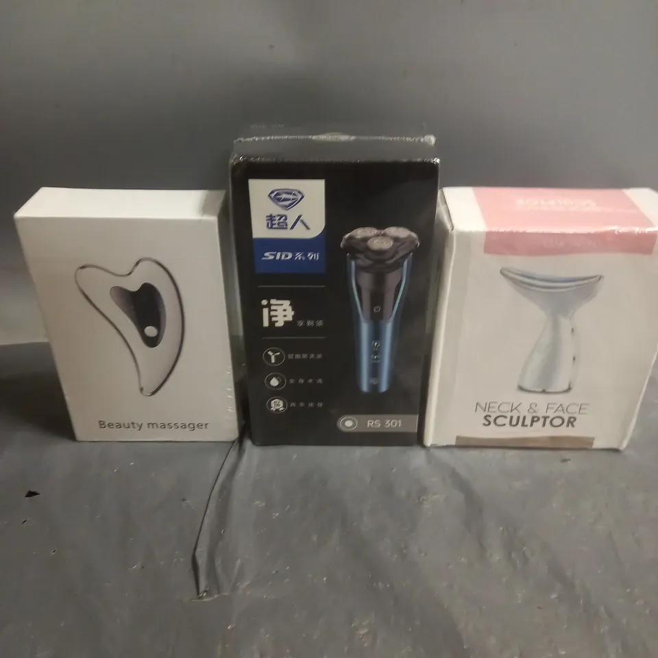 LOT OF 3 ASSORTED SEALED ELECTRICALS TO INCLUDE - NECK & FACE SCULPTER - BEAUTY MASSAGER - ETC