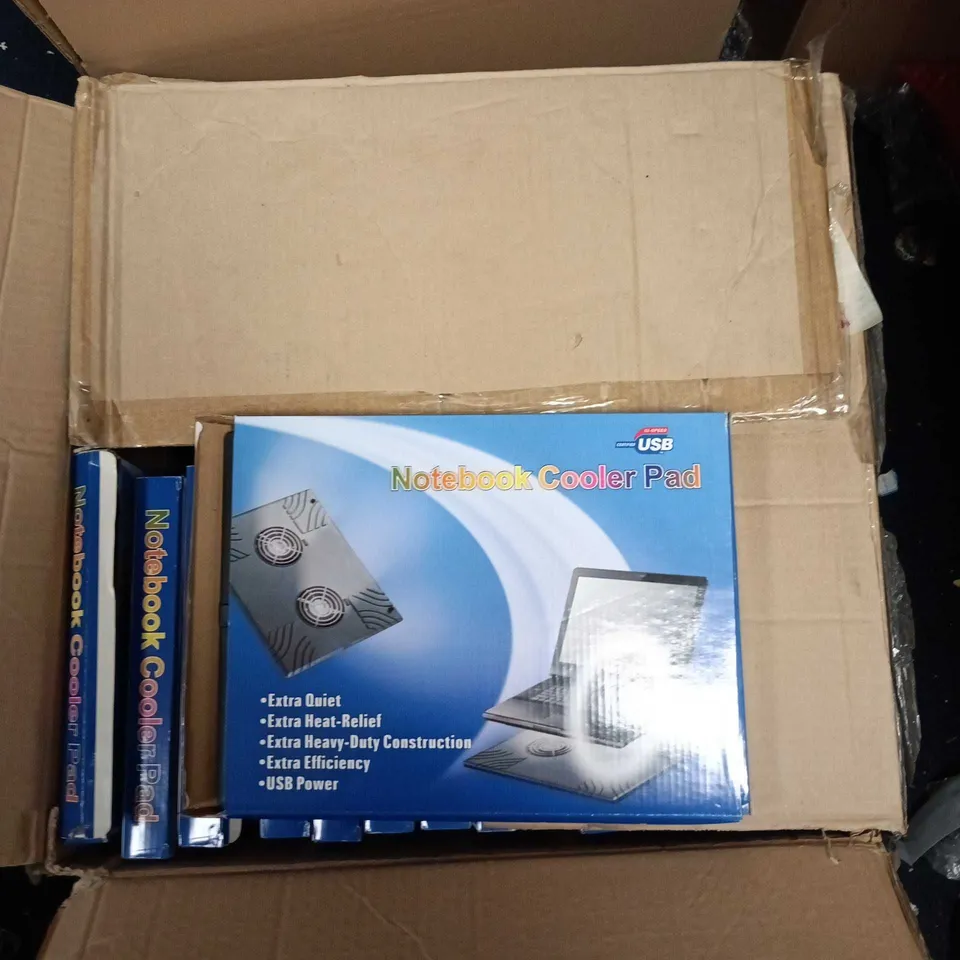 BOX OF APPROXIMATELY 28 NOTEBOOK COOLER PADS