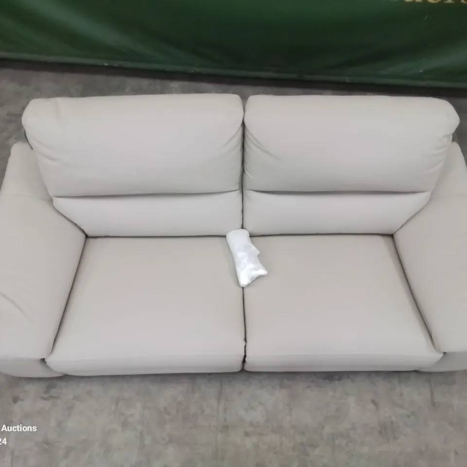 DESIGNER PAVILION SOFT GREY LEATHER ELECTRIC RECLINING 3 SEATER SOFA