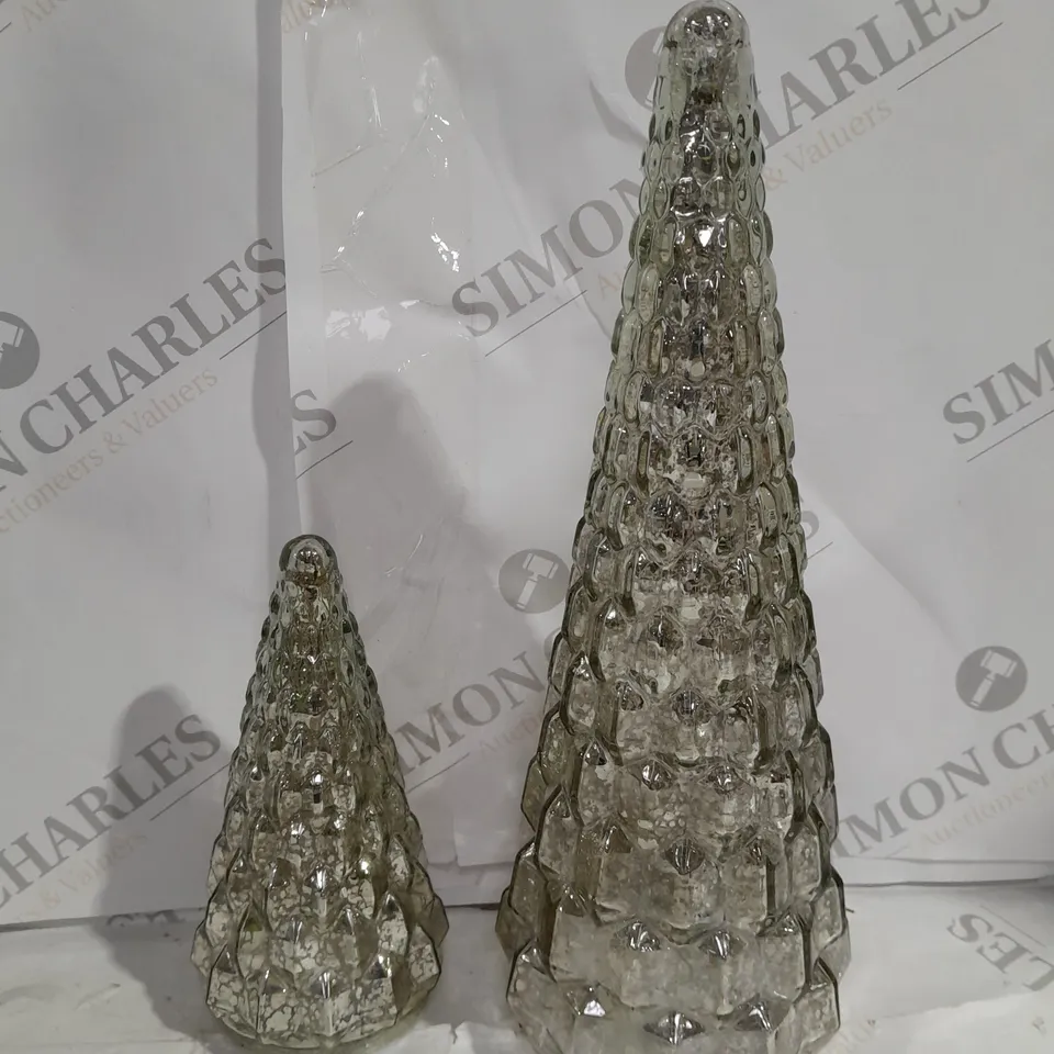 BOXED ALISON CORK SET OF MERCURY GLASS TREES