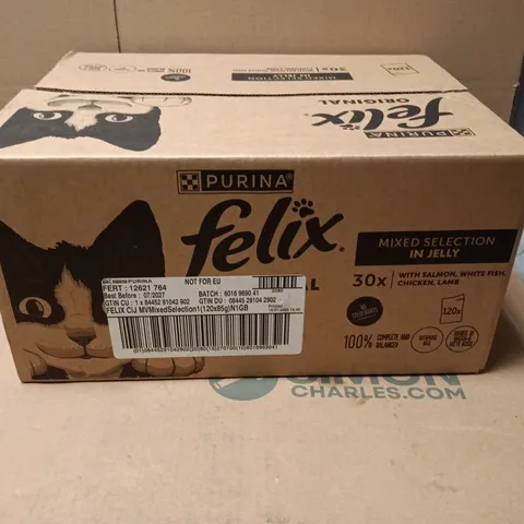 BOX OF 120 X PURINA FELIX 85G MIX SELECTION CAT FOOD (SALMON, WHITE FISH, CHICKEN, LAMB)