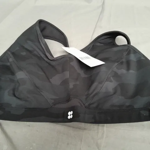 SWEATY BETTY POWER ICON RUNNING BRA IN BLACK CAMO - 38F