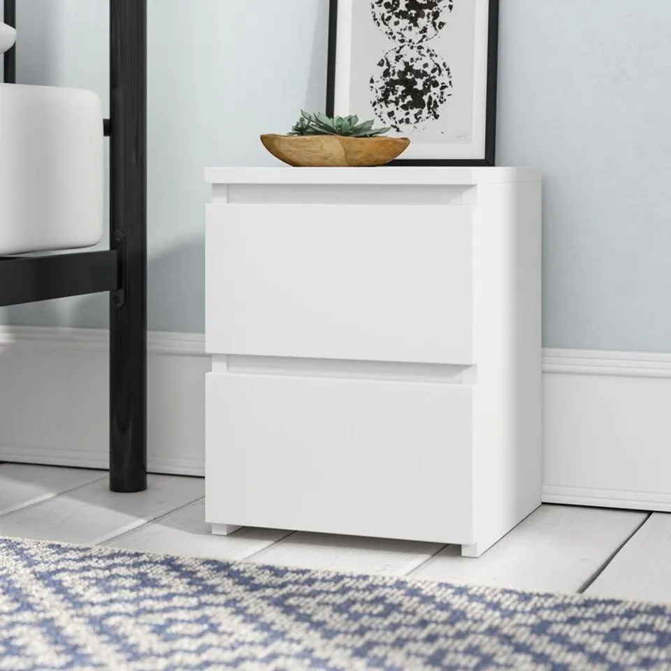 BOXED TONYA 2 DRAWER BEDSIDE TABLE WHITE