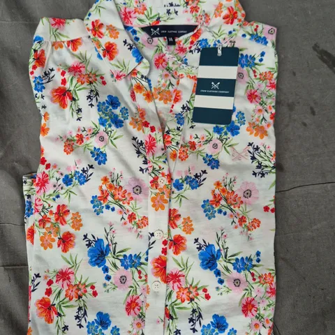 CREW CLOTHING COMPANY JERSEY SHIRT – FLORAL POPPY PRINT, UK 14