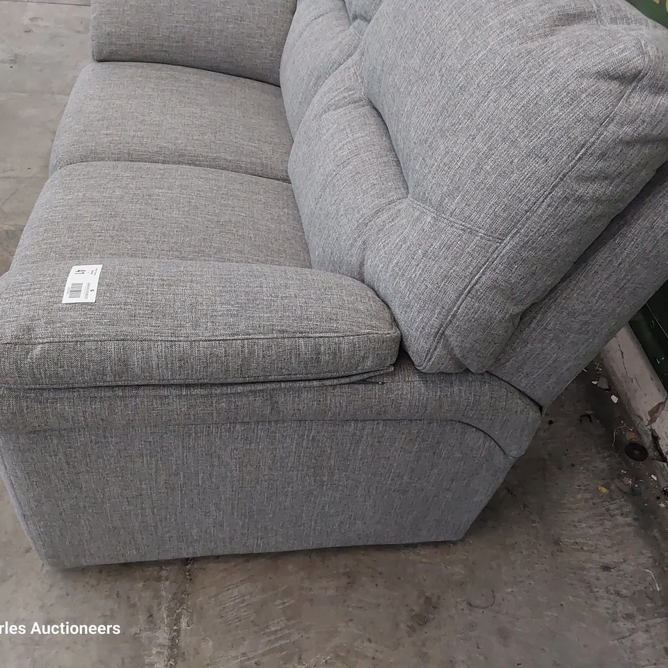 QUALITY BRITISH DESIGNER G PLAN SEATTLE TWO SEATER SOFA MORELLA PEWTER FABRIC 
