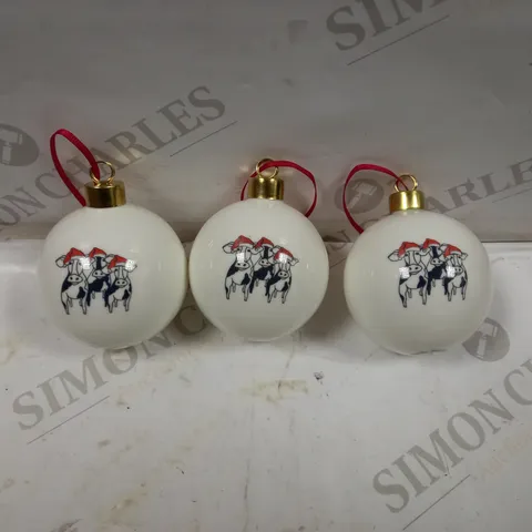 BOX OF 3 MANDY BILLINGTON FINE BONE CHINA FARM BAUBLES