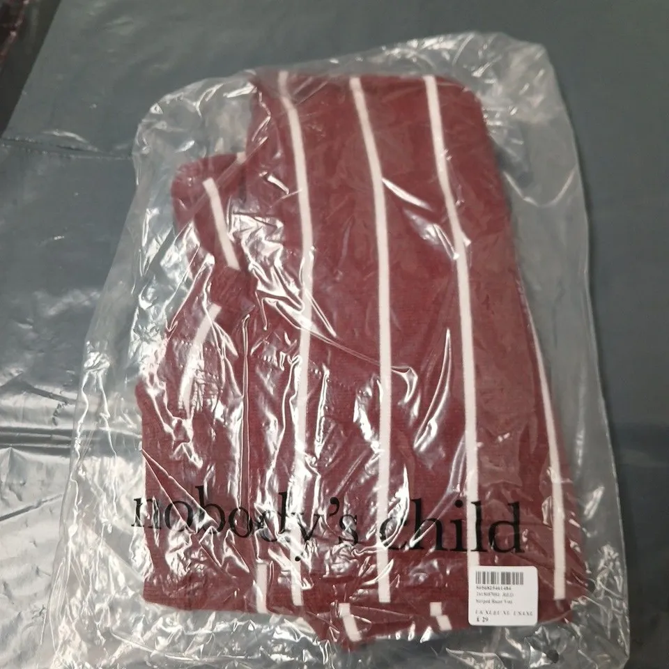 NOBODY'S CHILD RED KNIT JUMPER WITH WHITE STRIPES – UK SIZE XL