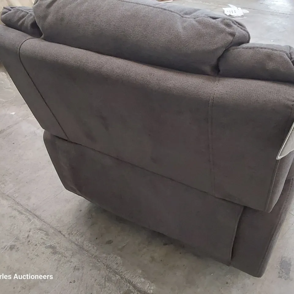 DESIGNER MANUAL RECLINING EASY CHAIR CHARCOAL FABRIC 