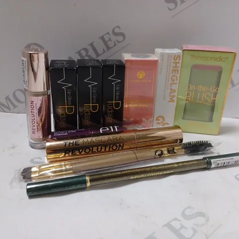APPROXIMATELY 10 MAKEUP PRODUCTS TO INCLUDE REVOLUTION CONCEAL & DEFINE (4g), IBCCCNDC ON-THE-GO BLLUSH (19g), YOUNG VISION COLOUR BLOOM LIQUID BLUSH (5.2ml), ETC