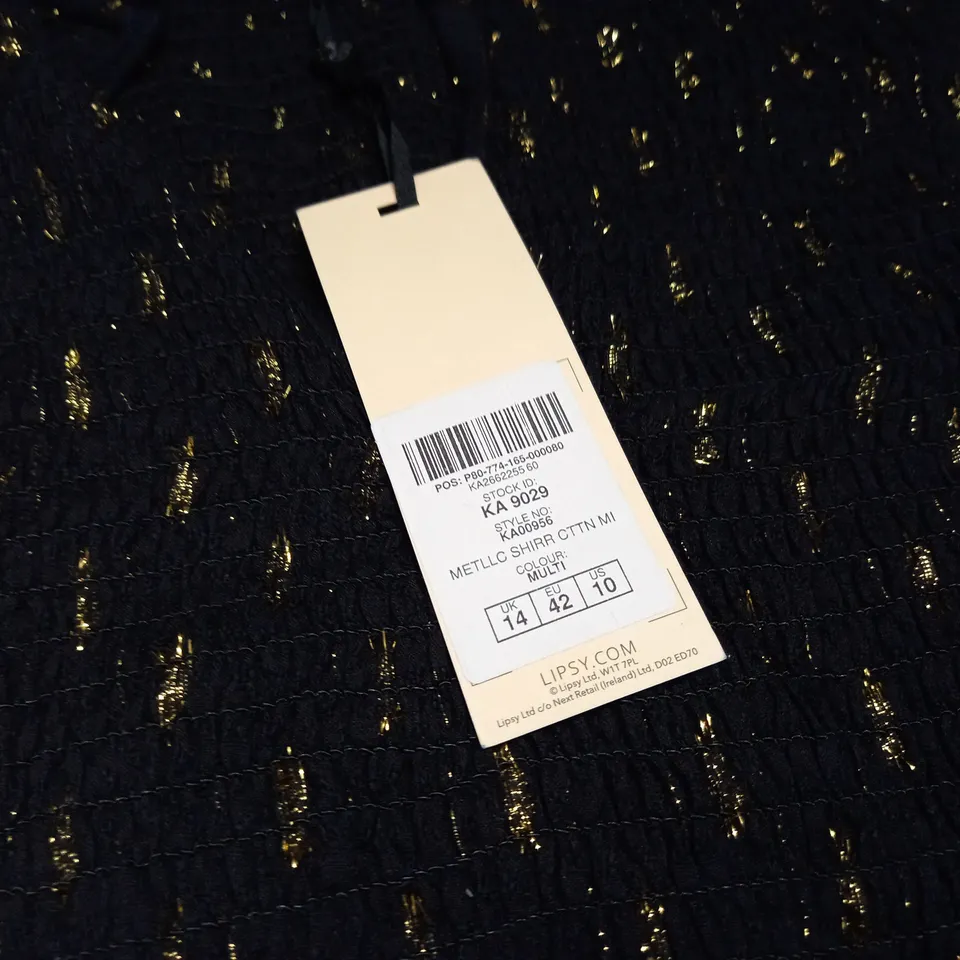 LOVE & ROSES METALLIC SLEEVED DRESS - UK 14