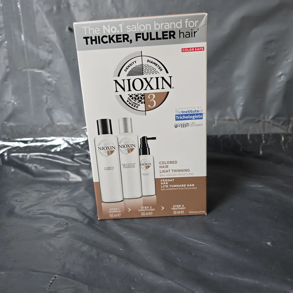 BOXED NIOXIN COLOURED HAIR LIGHT THINNING BALANCED MOISTURE KIT 