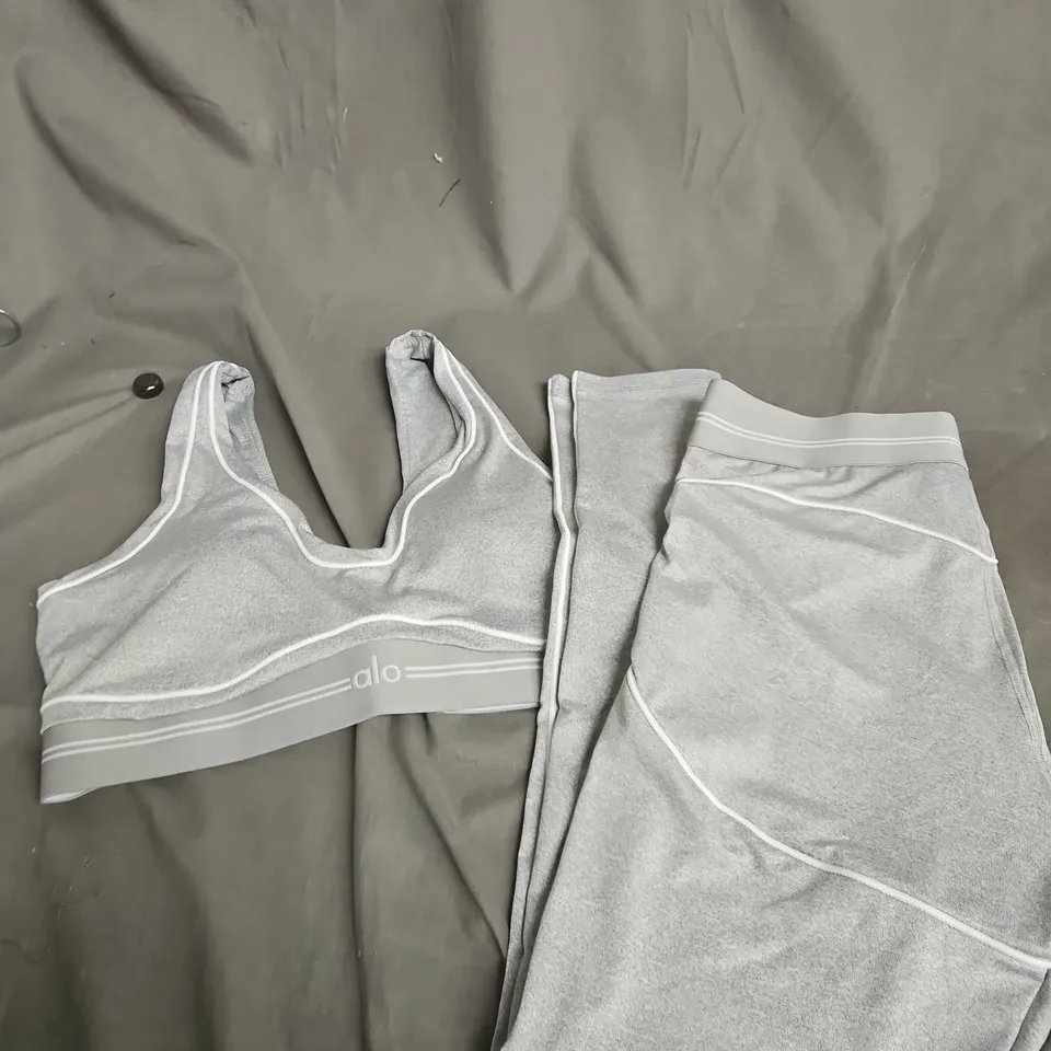 ALO YOGA WOMEN'S GREY SPORTS BRA TOP & LEGGINGS SET SIZE M
