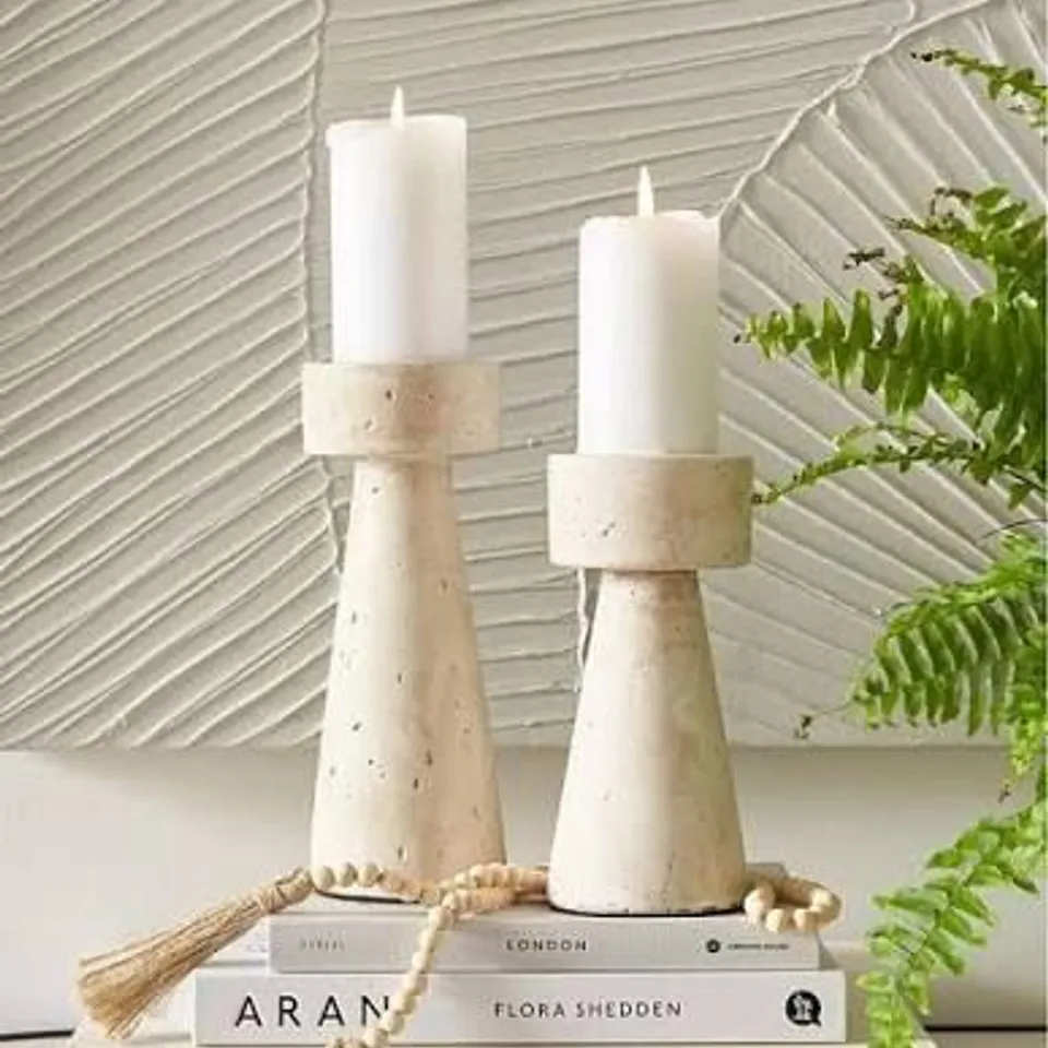 2 CONCRETE CANDLE HOLDERS