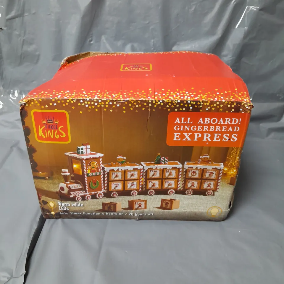 BOXED THREE KINGS GINGERBREAD TRAIN LIGHT UP ADVENT CALENDAR RRP £29.99