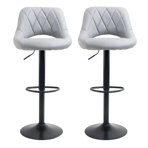 BOXED PAIR OF NEO FAUX LEATHER GREY BAR STOOLS WITH CHROME BASE (1 BOX)