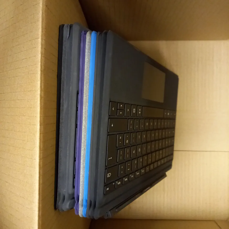 BOX OF 10 ASSORTED MICROSOFT SURFACE TABLET KEYBOARD ATTACHMENT. 