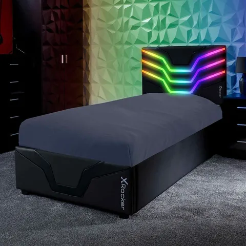 BOXED XROCKER COSMOS RGB BIAB LED GAMING BED//SINGLE - BLACK (1 BOX)