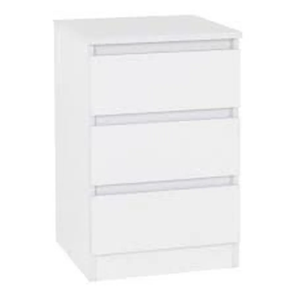 BOXED MALVERN 3 DRAWER BEDSIDE TABLE WHITE