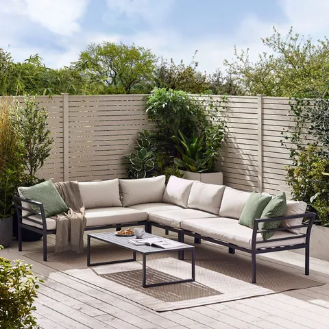 BOXED MONTENEGRO OUTDOOR SOFA SET 6 SEAT GREY (2 BOXES)