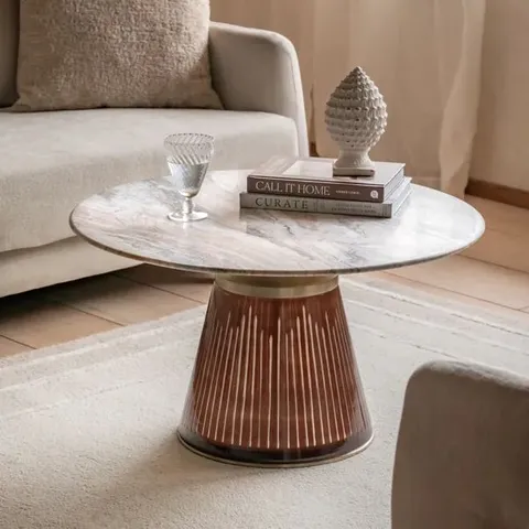 BOXED SEVILLE MARBLE COFFEE TABLE - DARK AMBER (2 BOXES)