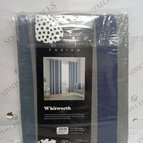 FUSION WHITWORTH FULLY LINED EYELET CURTAINS - BLUE