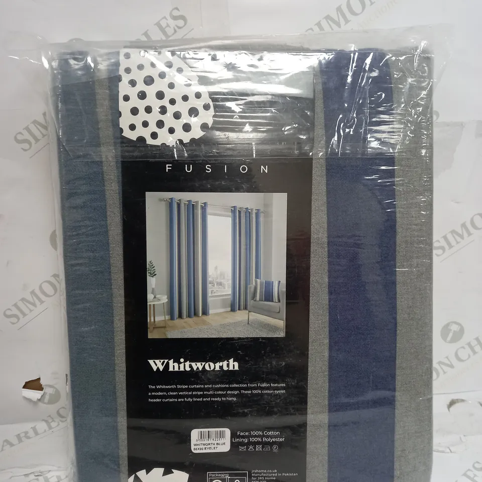 FUSION WHITWORTH FULLY LINED EYELET CURTAINS - BLUE