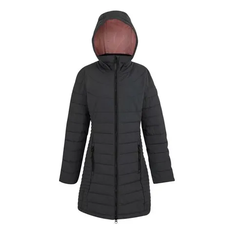 BRAND NEW REGATTA ANDRIA WOMEN'S LONG HOODED DOWN JACKET IN GREY/DUSTY ROSE - UK 12