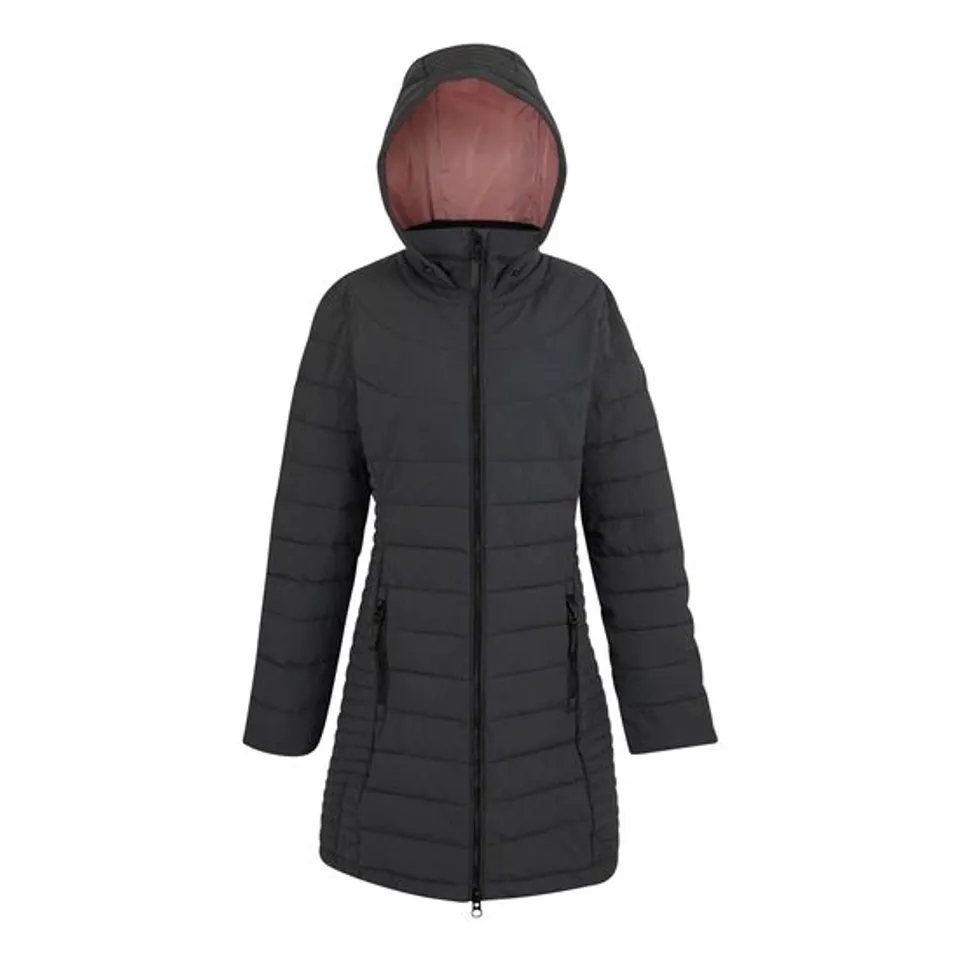 BRAND NEW REGATTA ANDRIA WOMEN'S LONG HOODED DOWN JACKET IN GREY/DUSTY ROSE - UK 12