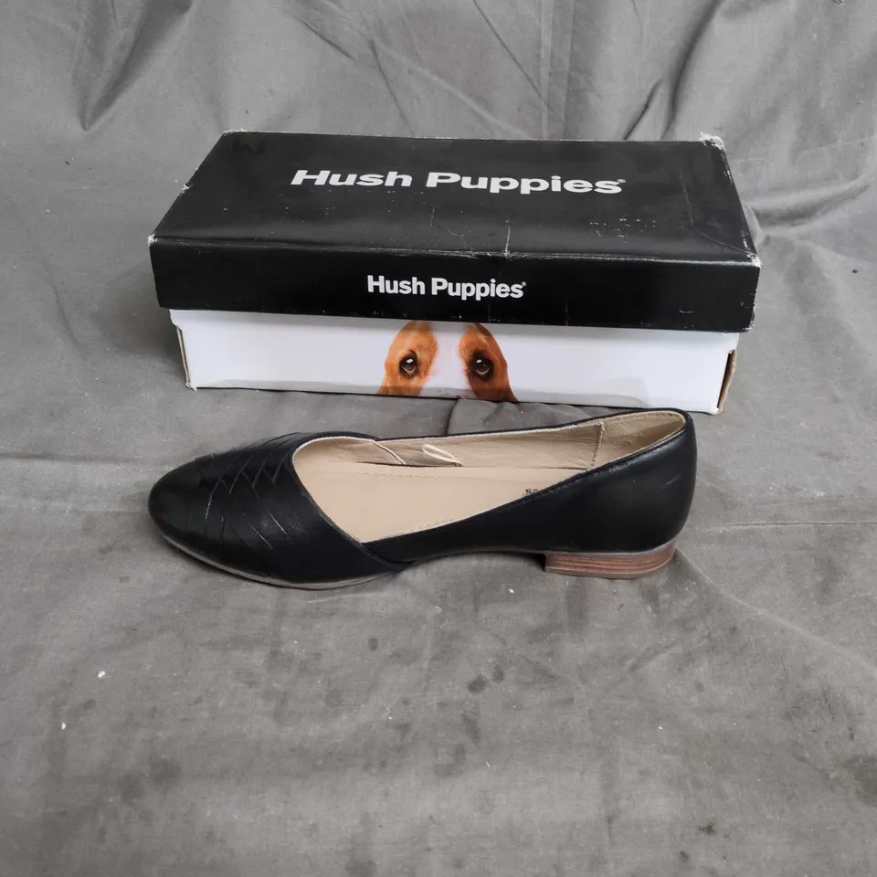 HUSH PUPPIES WOMEN'S BLACK LEATHER FLATS UK SIZE 3 