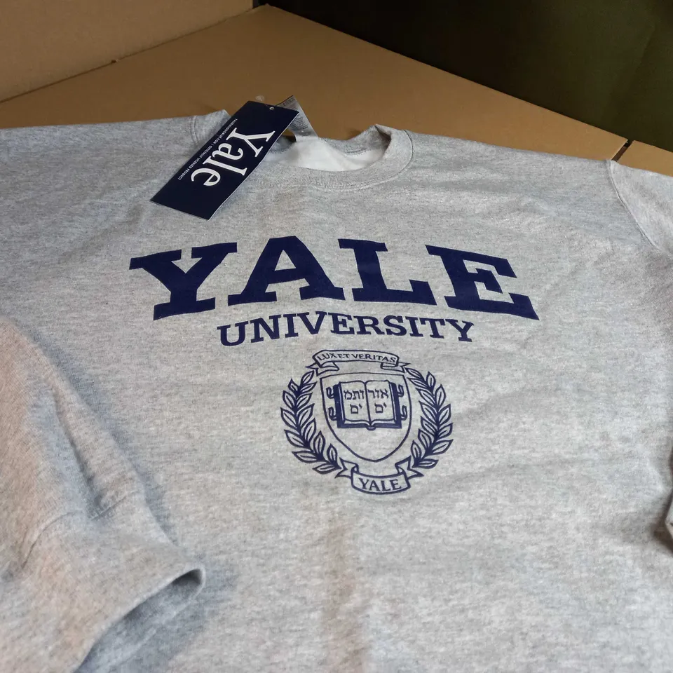 YALE UNIVERSITY GREY MARL/LOGO CREW NECK SWEATER - MEDIUM